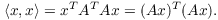 $$\innp{x}{x} = x^T A^T A x = (A x)^T (A x).$$