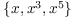 $\{x, x^3, x^5\}$