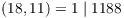 $(18, 11) =
   1 \mid 1188$