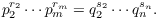 $$p_2^{r_2}\cdots p_m^{r_m} = q_2^{s_2}\cdots q_n^{s_n}.$$