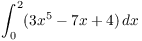 $\displaystyle \int_0^2 (3 x^5 -
   7 x + 4)\,dx$