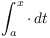 $\displaystyle \int_a^x
   \cdot\,dt$