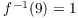 $f^{-1}(9) = 1$