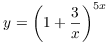 $y = \left(1 +
   \dfrac{3}{x}\right)^{5 x}$