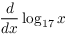 $\displaystyle \der {} x \log_{17} x$