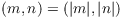 $(m, n) = (|m|, |n|)$