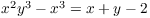 $x^2 y^3 -
   x^3 = x + y - 2$