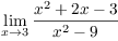 $\displaystyle \lim_{x \to 3}
   \dfrac{x^2 + 2 x - 3}{x^2 - 9}$