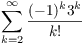 $\displaystyle \sum_{k = 2}^\infty
   \dfrac{(-1)^k 3^k}{k!}$