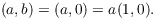 $$(a, b) = (a, 0) = a(1 ,0).$$