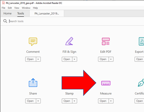 Adobe Reader's Tools menu
