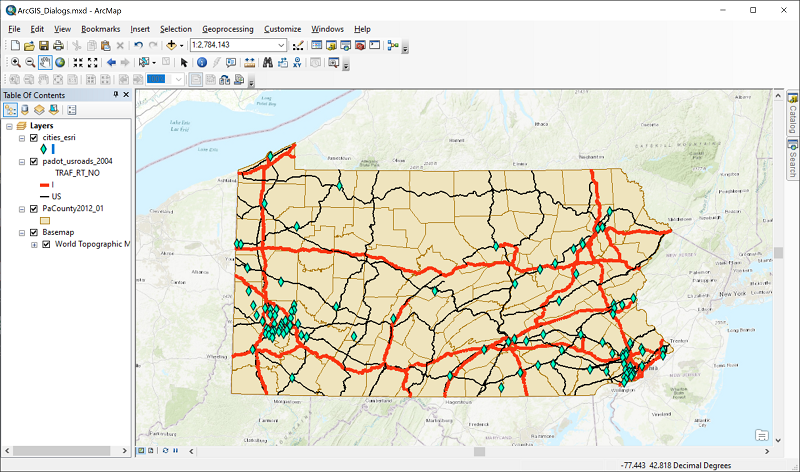 Map with 3 layers and basemap