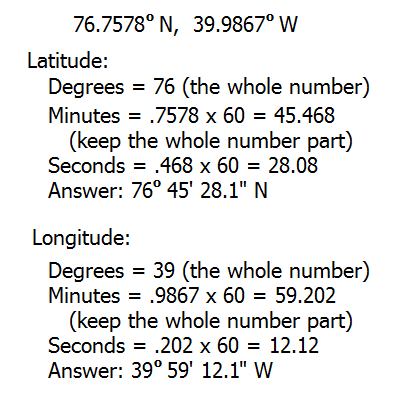 Decimal degrees B