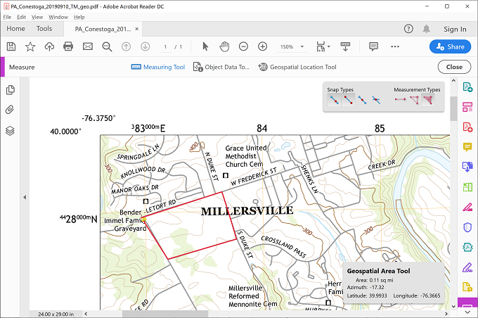 Adobe Reader with measured area