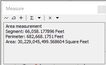 ArcMap area measure dialog.