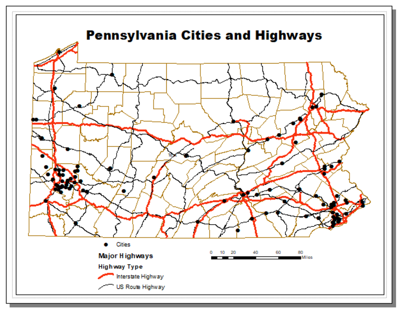 ArcMap Layout map with scale and legend