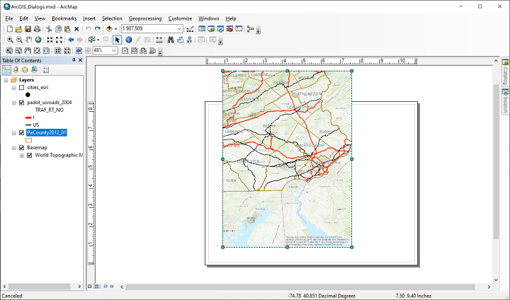 ArcMap Layout view map resize