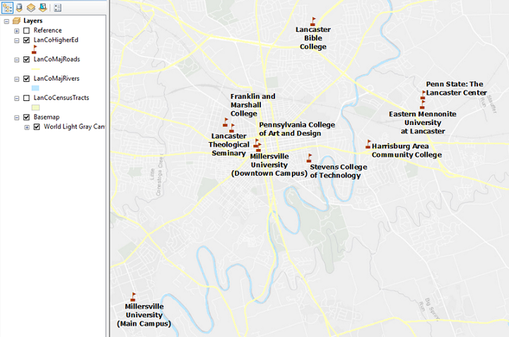 Single symbol map with labels