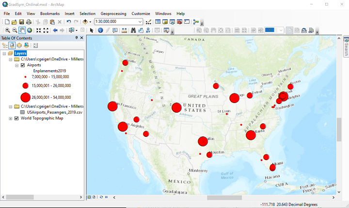 Graduated symbols map ready