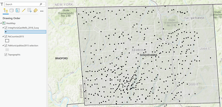 Well locations for heat map