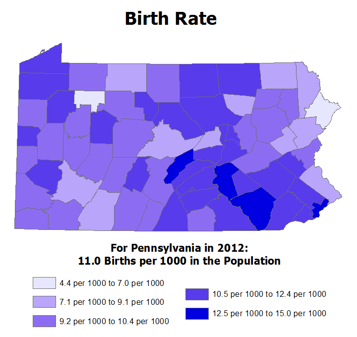 Birth rate map