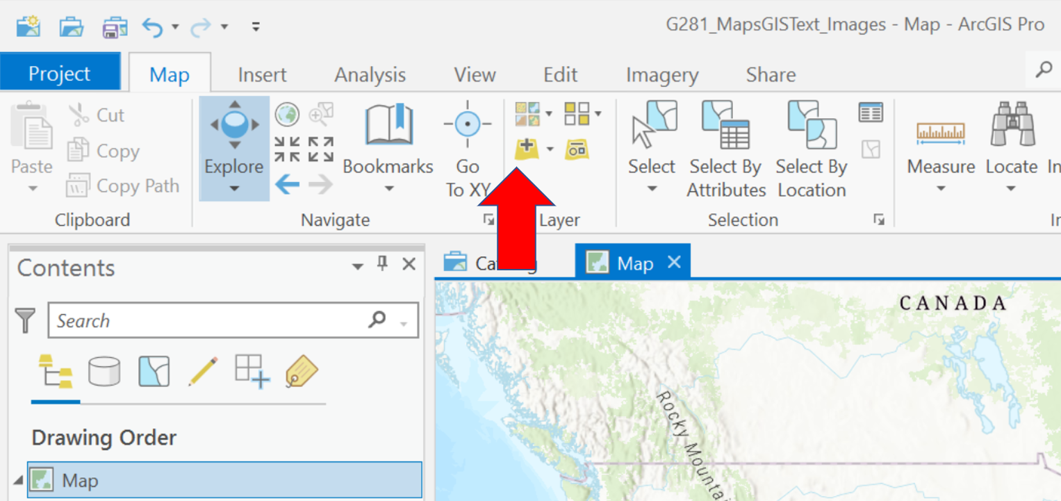 ArcGIS Pro Add Data button location version 2