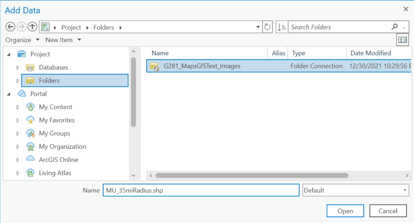 ArcGIS Pro Add Data dialog box