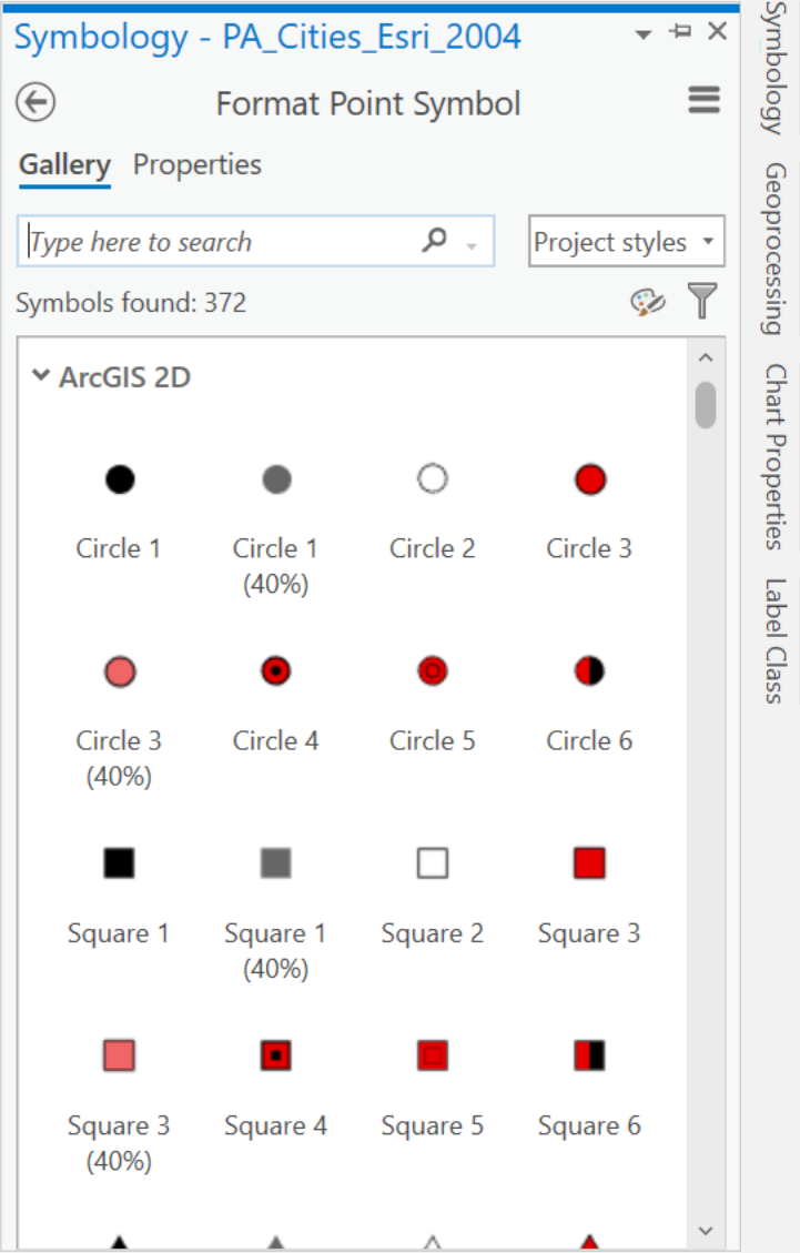 ArcGIS Pro point symbols dialog box