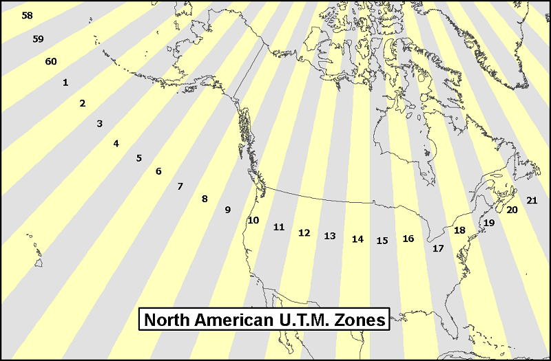 UTM zones map
