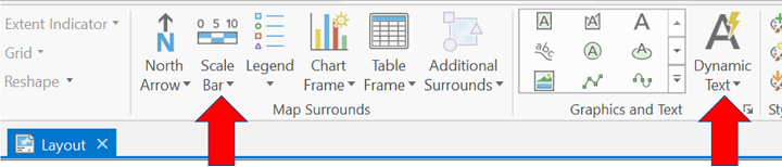 ArcGIS Pro Layout view Insert menu scale options