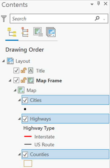 ArcGIS Pro contents with revised labels