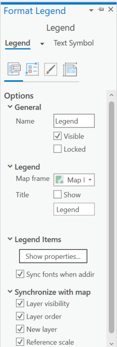 ArcGIS Pro Legend formatting dialog