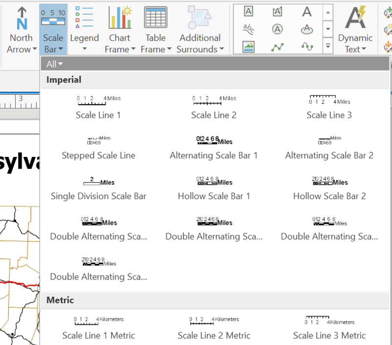 ArcGIS Pro insert scale bar dialog