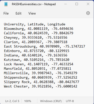 text data table with commas