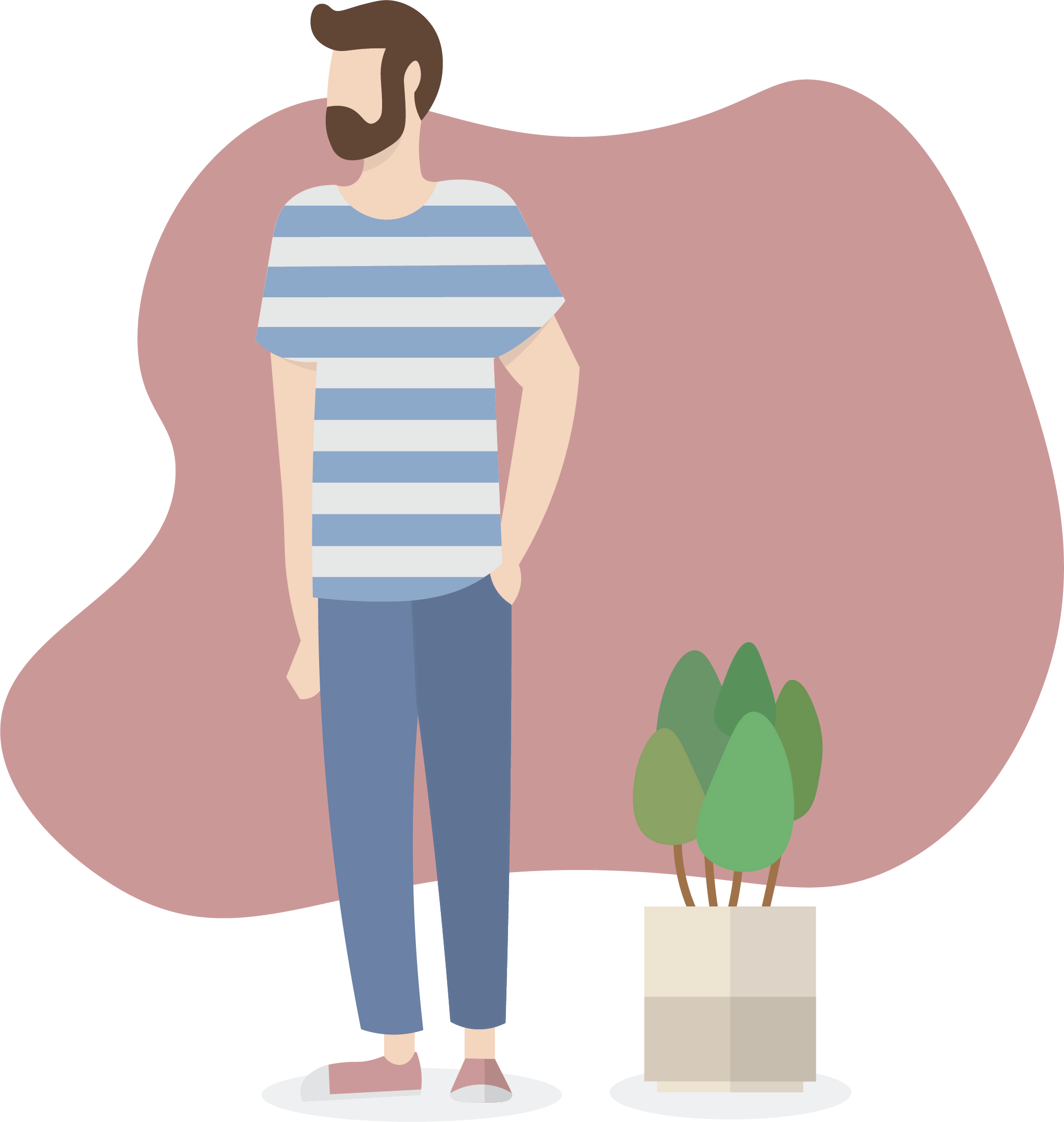 Guy with house plant